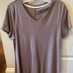 Essentials Mauve V-Neck Short Sleeve Top